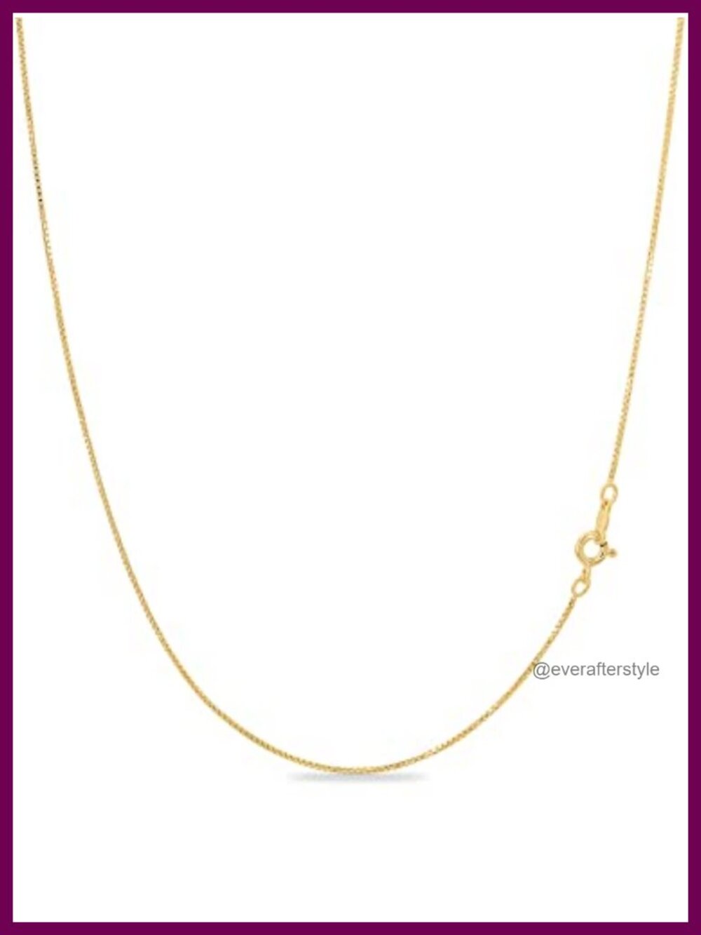 18K Gold Plated Sterling Silver Box Chain Necklace 15-40 Inch